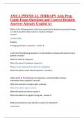 AMCA PHYSICAL THERAPY Aide Prep Guide Exam Questions and Correct Detailed Answers Already