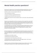 Mental Health practice questions&excl;&excl;and answers 100&percnt; accurate &lpar;rated a&plus;&rpar; pass guaranteed&period;