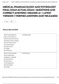 Medical pharmacology and physiology final exam actual exam questions and correct answers graded a latest version ver&period;&period;&period;