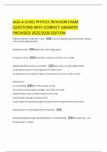 AQA A-LEVEL PHYSICS REVISION EXAM QUESTIONS WITH CORRECT ANSWERS PROVIDED 2025&sol;2026 EDITION