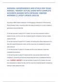 NURSING JURISPRUDENCE AND ETHICS FOR TEXAS  NURSES &sol; NEWEST ACTUAL EXAM WITH COMPLETE  ACCURATE QUIZZES WITH DETAILED&comma; VERIFIED  ANSWERS &vert;&vert; LATEST UPDATE 2025&sol;26 