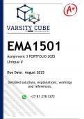 EMA1501 Assignment 3 &lpar;DETAILED ANSWERS&rpar; 2025 - DISTINCTION GUARANTEED