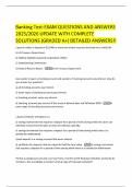 Banking Test-EXAM QUESTIONS AND ANSWERS 2025&sol;2026 UPDATE WITH COMPLETE SOLUTIONS &lpar;GRADED A&plus;&rpar; DETAILED ANSWERS&excl;&excl;