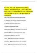 BI Tools&comma; SQL&comma; Data Warehousing&comma; Alteryx&comma; Tableau&comma; Machine Learning&comma; Cloud Computing&comma; Qlik EXAM QUESTIONS AND VERIFIED ANSWERS 2025&sol;2026 EDITION &lpar;GRADED A&plus;&rpar; DETAILED ANSWERS&excl;&excl;