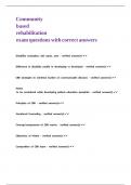 Community based rehabilitation exam questions with correct answers