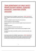 TEXAS DEPARTMENT OF PUBLIC SAFETY  PRIVATE SECURITY BUREAU - QUALIFIED  MANAGER&vert; EXAM NEW UPDATE  2025&sol;2026