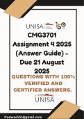CMG3701 Assignment 4 2025 &lpar;Answer Guide&rpar; - Due 21 August 2025