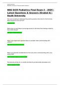 NSG 6435 Pediatrics Final Exam 2 &ndash; 2025 &vert;  Latest Questions & Answers &lpar;Graded A&rpar; &vert;  South University