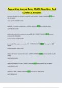 Accounting Journal Entry EXAM Questions And  CORRECT Answers