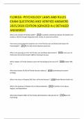 FLORIDA -PSYCHOLOGY LAWS AND RULES EXAM QUESTIONS AND VERIFIED ANSWERS 2025&sol;2026 EDITION &lpar;GRADED A&plus;&rpar; DETAILED ANSWERS&excl;&excl;