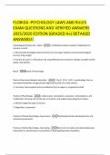 FLORIDA -PSYCHOLOGY LAWS AND RULES EXAM QUESTIONS AND VERIFIED ANSWERS 2025&sol;2026 EDITION &lpar;GRADED A&plus;&rpar; DETAILED ANSWERS&excl;&excl;