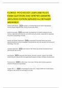 FLORIDA -PSYCHOLOGY LAWS AND RULES EXAM QUESTIONS AND VERIFIED ANSWERS 2025&sol;2026 EDITION &lpar;GRADED A&plus;&rpar; DETAILED ANSWERS&excl;&excl;