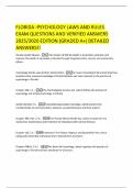 FLORIDA -PSYCHOLOGY LAWS AND RULES EXAM QUESTIONS AND VERIFIED ANSWERS 2025&sol;2026 EDITION &lpar;GRADED A&plus;&rpar; DETAILED ANSWERS&excl;&excl;