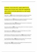 FLORIDA -PSYCHOLOGY LAWS AND RULES EXAM QUESTIONS AND VERIFIED ANSWERS 2025&sol;2026 EDITION &lpar;GRADED A&plus;&rpar; DETAILED ANSWERS&excl;&excl;