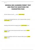GEORGIA DDS LEARNERS PERMIT TEST AND PRACTICE QUESTIONS FOR GUARANTEED PASS