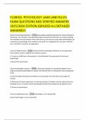 FLORIDA -PSYCHOLOGY LAWS AND RULES EXAM QUESTIONS AND VERIFIED ANSWERS 2025&sol;2026 EDITION &lpar;GRADED A&plus;&rpar; DETAILED ANSWERS&excl;&excl;