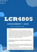 LCR4805 Assignment 1 2025 ANSWERS - DUE 12 August 2025