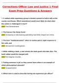 Corrections Officer Law and Justice 1 Final Exam Prep &lpar;Latest 2025 &sol; 2026 Update&rpar; Questions and Verified Answers &vert; 100&percnt; Correct &vert; Grade A&plus;