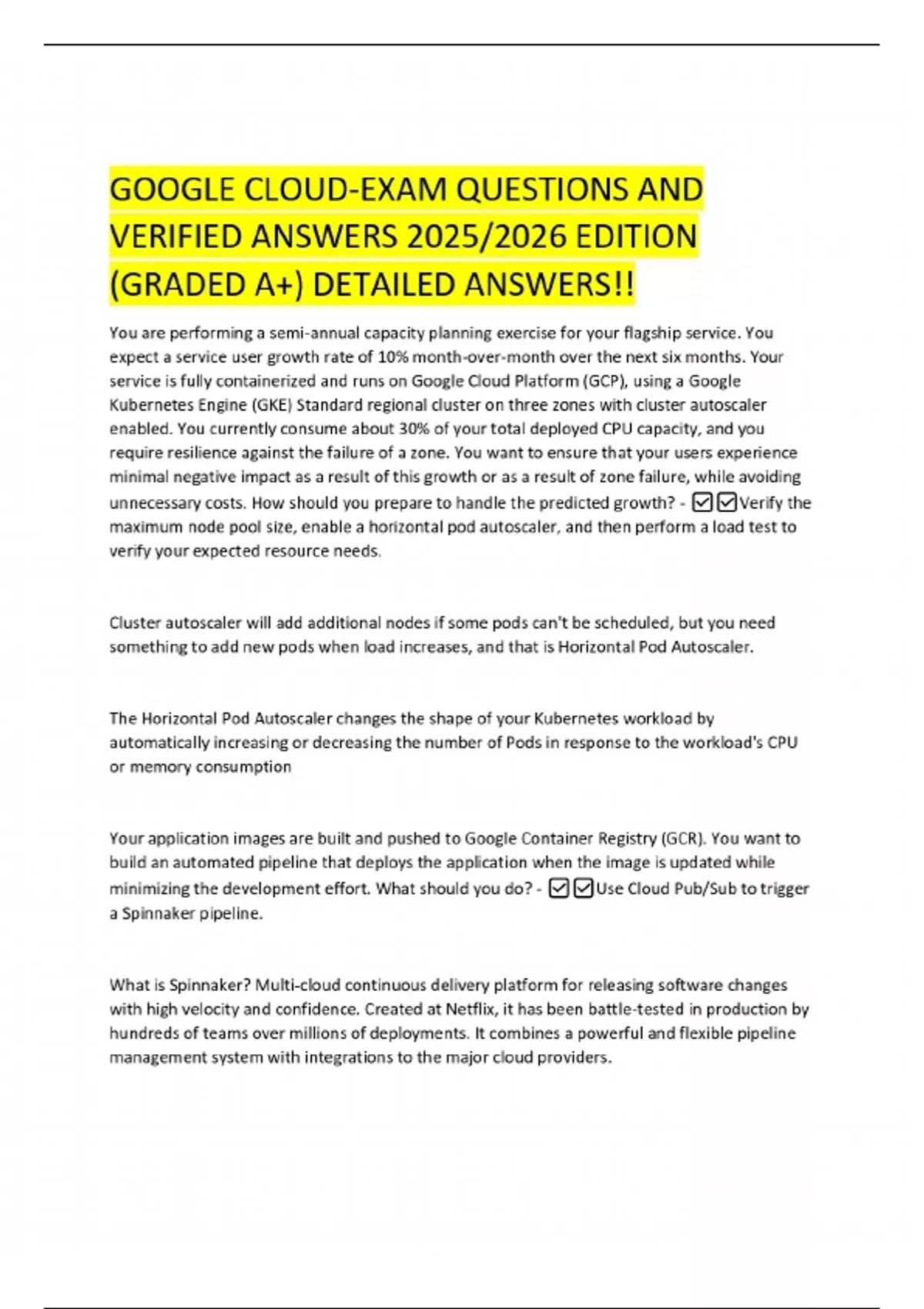 Cloud Question. Answer GOOGLE CLOUD-EXAM QUESTIONS AND VERIFIED ANSWERS 2025/2026 EDITION ...