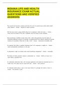 INDIANA LIFE AND HEALTH INSURANCE EXAM ACTUAL QUESTIONS AND VERIFIED ANSWERS&period;