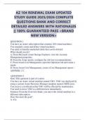 AZ 104 RENEWAL EXAM UPDATED STUDY GUIDE 2025&sol;2026 COMPLETE QUESTIONS BANK AND CORRECT DETAILED ANSWERS WITH RATIONALES &vert;&vert; 100&percnt; GUARANTEED PASS <BRAND NEW VERSION>
