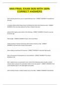 NHA FINAL EXAM 2025 WITH 100&percnt; CORRECT ANSWERS