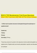 WGU C785 Biochemistry Unit Exam &ndash; Verified Questions & Correct Answers &vert; 2025 Edition
