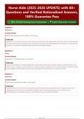 Nurse Aide &lpar;2026&sol;2027 UPDATE&rpar; with 80&plus; Questions and Verified Rationalized Answers&comma; 100&percnt; Guarantee Pass