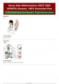 Nurse Aide Abbreviations &lpar;2026&sol;2027 UPDATE&rpar; Answers&comma; 100&percnt; Guarantee Pass
