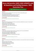 Nurse Aid practice &lpar;2026&sol;2027 UPDATE&rpar; with 60 Questions and Verified Answers&comma; 100&percnt; Guarantee Pass