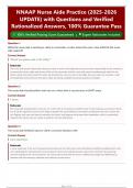NNAAP Nurse Aide Practice &lpar;2026&sol;2027 UPDATE&rpar; with Questions and Verified Rationalized Answers&comma; 100&percnt; Guarantee Pass