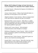 Biology 1442 Evolution & Ecology 1st Exam University of Texas in Arlington UTA Questions With Complete Solutions