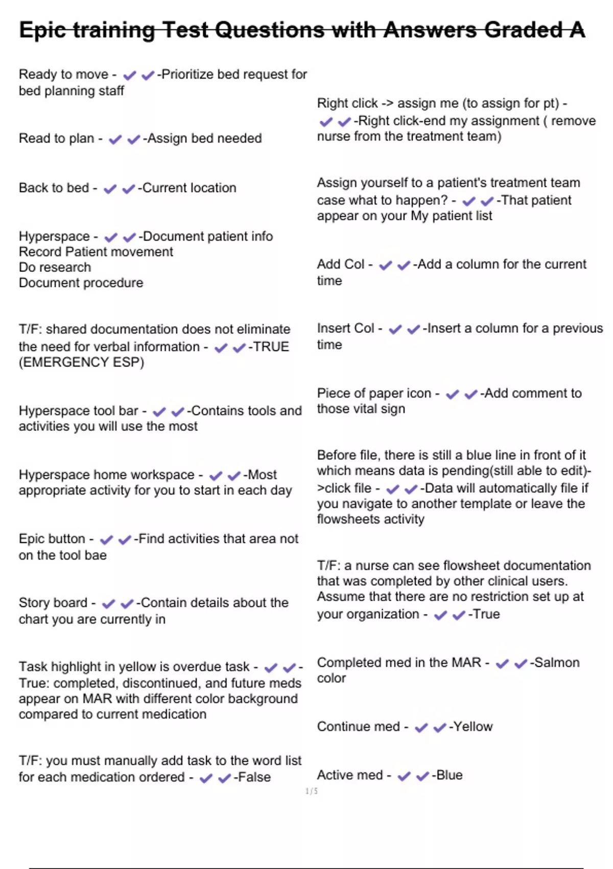 Epic training Test Questions with Answers Graded A - Epic training ...