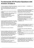 Fundamentals ATI Practice Questions with Answers Graded A