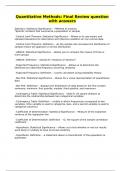 Quantitative Methods&colon; Final Review question with answers