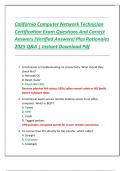 California Computer Network Technician  Certification Exam Questions And Correct  Answers &lpar;Verified Answers&rpar; Plus Rationales  2025 Q&A &vert; Instant Download Pdf 
