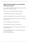 Illinois Pesticide applicator exam questions with correct answers 