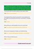 California Driver' License Written Test  Practice Questions Questions and Correct  Answers&sol; Latest Update &sol; Already Graded 