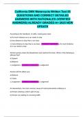 California DMV Motorcycle Written Test 85 QUESTIONS AND CORRECT DETAILED ANSWERS WITH RATIONALES &lpar;VERIFIED ANSWERS&rpar; ALREADY GRADED A&plus; 2025 NEW UPDATE