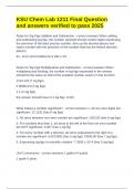 KSU Chem Lab 1211 Final Question and answers verified to pass 2025 