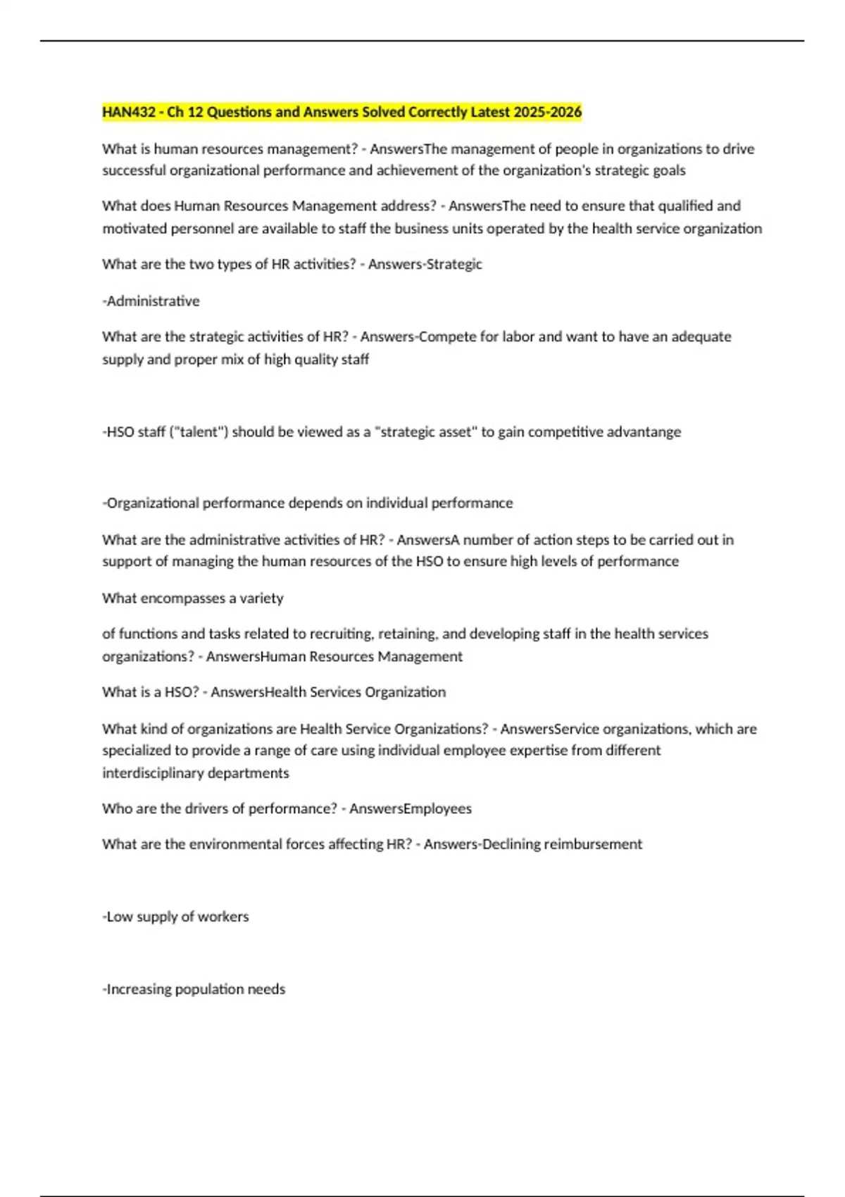 HAN432 - Ch 12 Questions and Answers Solved Correctly Latest - HAN 432 ...