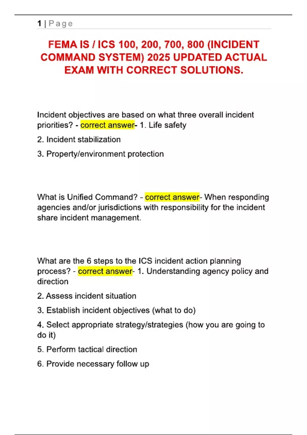 FEMA is / ICS 100, 200, 700, 800 (Incident Command System) Complete ...