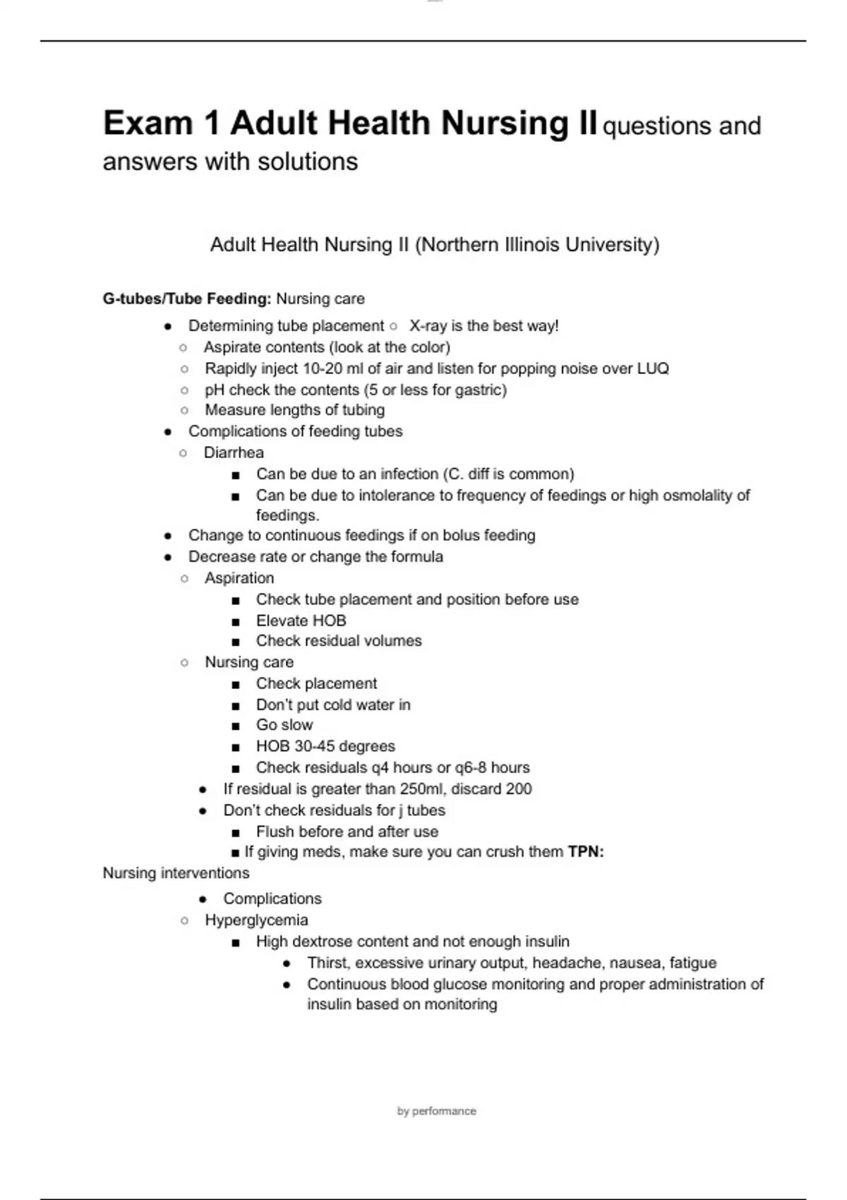 Exam 1 Adult Health Nursing II questions and answers with solutions ...
