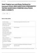 West Virginia Laws and Rules Pertinent to Insurance EXAM 2025 QUESTIONS &vert;FREQUENTLY TESTED QUESTIONS &vert;&vert;VERIFIED SOLUTIONS &lpar;100&percnt; CORRECT&rpar;