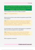 Unit 3 Populations APES Exam Review  Questions and Correct Answers&sol; Latest  Update &sol; Already Graded