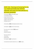 NURS 1158 - Planning and Evaluating Nursing Care EXAM QUESTIONS AND VERIFIED ANSWERS 2025&sol;2026 EDITION &lpar;GRADED A&plus;&rpar; DETAILED ANSWERS&excl;&excl;