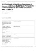 NYS Real Estate U Final Exam Questions and Answers 2025 EXAM QUESTIONS &vert;FREQUENTLY TESTED QUESTIONS &vert;&vert;VERIFIED SOLUTIONS &lpar;100&percnt; CORRECT&rpar;