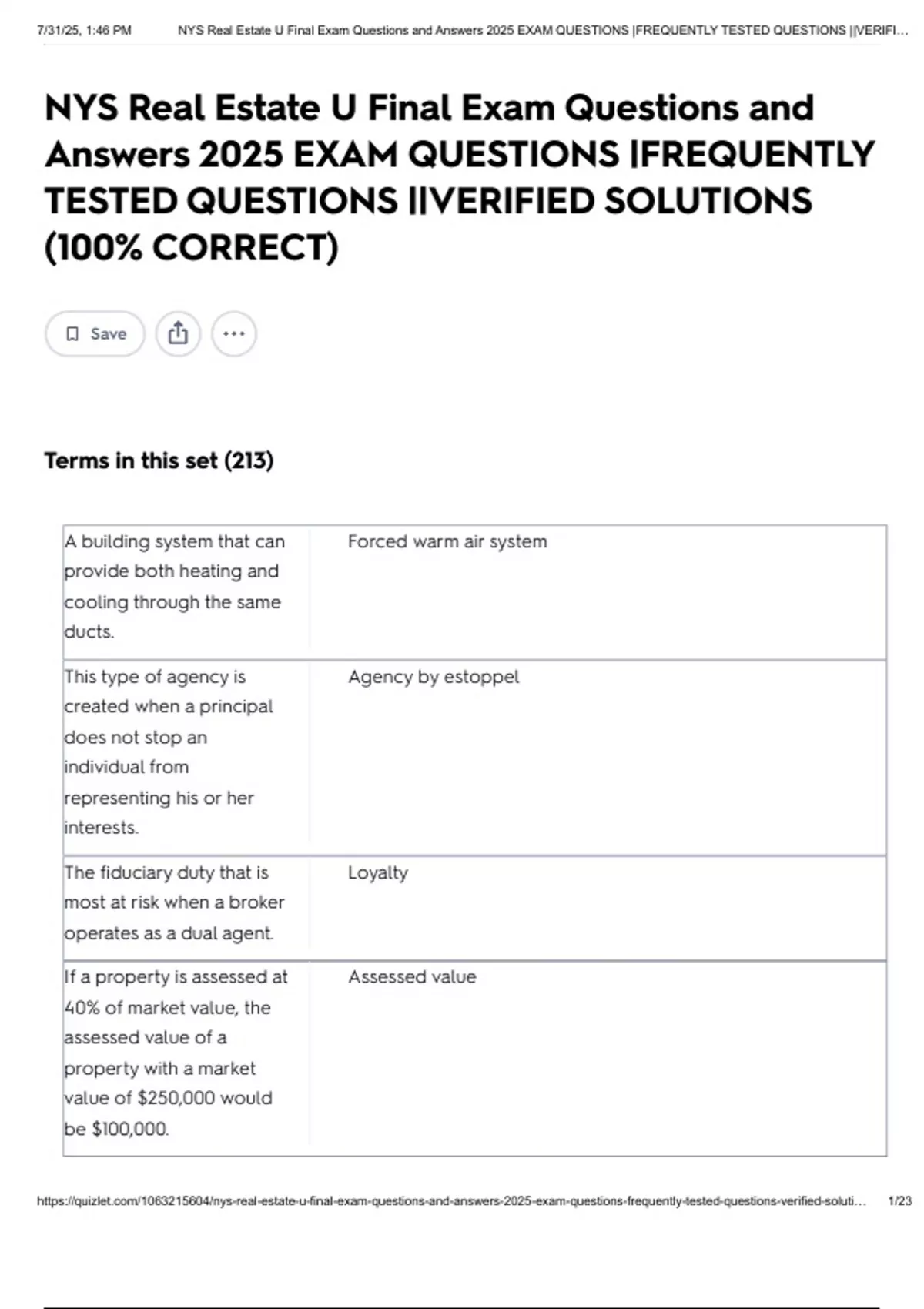 NYS Real Estate U Final Exam Questions and Answers 2025 EXAM QUESTIONS |FREQUENTLY TESTED ...