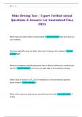 Ohio Driving Test &sol; Expert Verified Actual Questions & Answers For Guaranteed Pass 2025