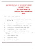 FUNDAMENTALS OF NURSING THEORY CONCEPTS AND APPLICATIONS 4TH EDITION WILKINSON TEST BANK
